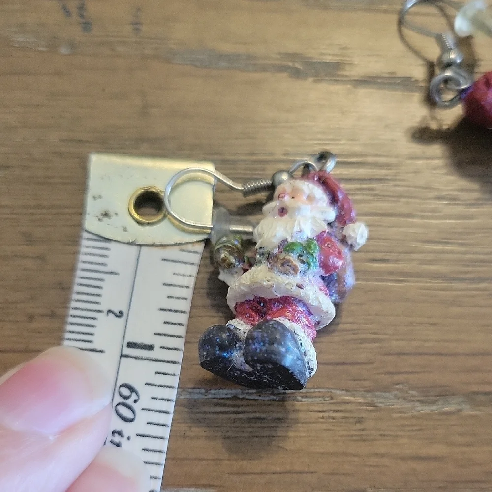 Holiday Penguin brooch and pierced Santa Earrings Set